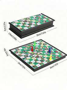 Magnetic Snakes And Ladders Game Set, Foldable Portable Design, Lightweight And Convenient, Travel Game Set Gift, Family Entertainment Toy - Green - View 5
