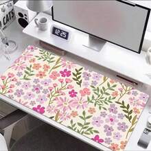 Cute Floral Pattern Leather Gaming Mouse Pad Large Desk Mat Non-Slip Leather Material, Perfect For Office And Home Use, Ideal Gift For Boyfriend/Girlfriend, 35.4X15.7 Inches Desk Mat And Mouse Pad Set Large Mouse Pads For Desk Back To School - View 1