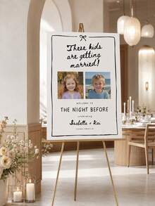 Wedding Eve Welcome Sign, Wedding Rehearsal Dinner Sign, "These Kids Are Getting Married" Sign, Personalized Wedding Rehearsal Welcome Sign, DIY Wedding Sign Template, Wedding Weekend Party Decor, Rehearsal Dinner Decor, Engagement Party, Pre-Wedding Party And Wedding Reception Welcome Decor, Groom And Bride Fun Country Style Wedding Sign, Frame/Frame Not Included. - Multicolor - View 3