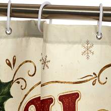 1pc/4pcs Christmas American Hot Cocoa Menu Multi-Functional Bathroom Decor Shower Curtain Set, Free 12 Hooks, Premium Holiday Atmosphere, Bathroom Mat, U-Shaped Floor Mat And Round Toilet Lid Cover, Suitable For All Christmas Scenes Decoration - American Hot Cocoa - View 5