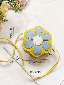 1pc Young Girl PU Leather Zipper Closure Cute Floral Mini Crossbody Bag, Suitable For Daily Use - Flowers - View 3