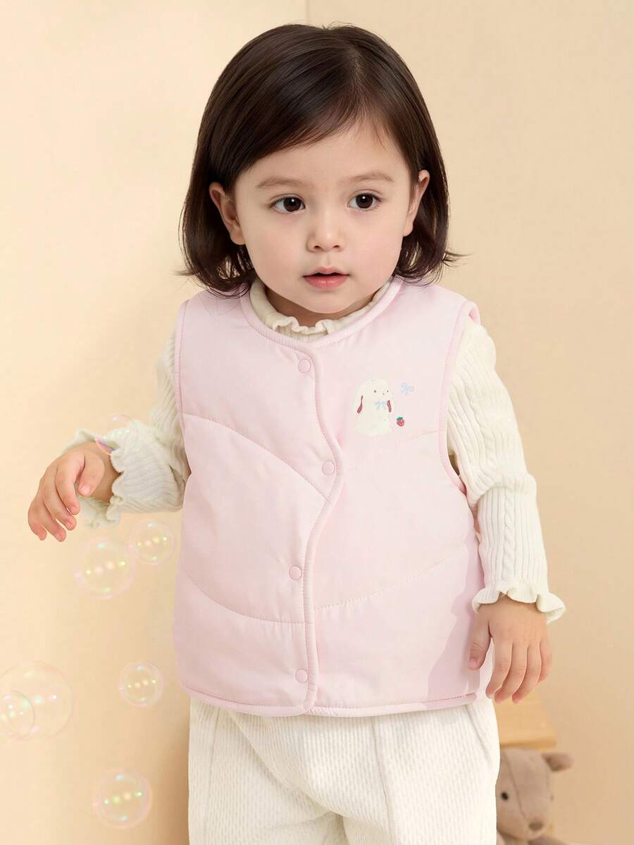 Balabala Baby & Newborn Baby Girl Vest Soft Snug Warm Sleeveless Top Versatile Must‑Have Inner Layer For Infant Autumn Winter - Red Hue - View 1