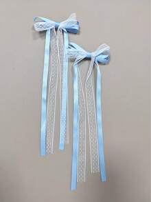 2/4/6pcs Set Pink Lace Ribbon Hair Clips, Cute Ballet Style Bow Hair Clips, Multi-Purpose Hair Accessories For Girls - Lace Butterfly Hair Clip - View 16