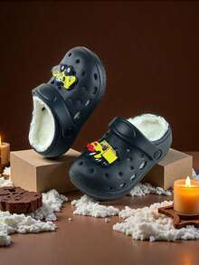 Winter Children's Clogs Are Cute, Fashionable, And Comfortable For Indoor And Outdoor Wear, With Plush Insulation For Warmth - Black - View 3