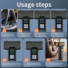 Portable Tire Inflator Air Compressor, Cordless Electric Pump With LED Light, USB Charging, Lithium Battery Portable Design, Suitable For Cars, Bicycles, Sports Equipment - Wireless Handheld - Fashion - View 6