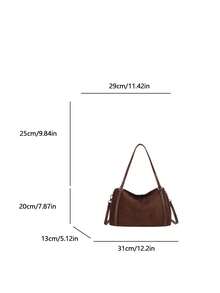Women's Shoulder Tote Bag, Large Capacity Matte PU, Fashion Elegant Minimalist, Suitable For Shopping And Commuting, Coffee Color - Coffee - View 11