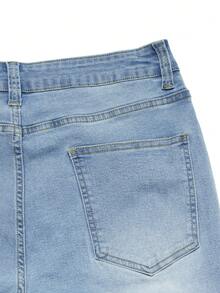 Men's Fashion Distressed Slightly Flared Washed Stretch Denim Jeans - Light Wash - View 8