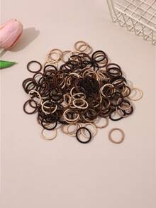 50/100pcs 2CM Elastic Hair Bands, Girls Rubber Bands, Cute Small Hair Ties With Decorative Rings, No-Damage Hair Accessories, Candy Color Hair Ropes And Hair Rings For Girls, Suitable For Shopping And Dressing Up - Multicolor - View 11