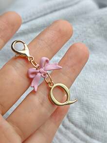 1PC New Elegant Pink Bow Key Chain, Cute English Letter Bow Keychain, Suitable For Women's Daily Use, Gift For Mom, Women's Bag DIY Backpack Pendant Charm Accessory, Wedding And Birthday Gift - Multicolor - View 27