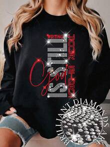 Women's Rhinestone Sweatshirt In Black God Is Still Writing Your Story Jesus Faith Christian Quote God Pullover - Multicolor - View 2