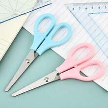 1pc Stainless Steel Round Tip Scissors, Precise Cutting For Paper, Fabric And Thread, Multi-Functional Household Tool, Ergonomic Handle (Purple/Pink/Blue), Sewing Craft Cutter, Comfortable Grip, Durable Design, Exclusive For Sewing Enthusiasts - Multicolor - View 3