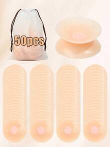 2-50pcs Silicone Adhesive Nipple Covers With Storage Bag, Suitable For Swimwear, Holiday Essentials, Travel Supplies, Adhesive Bras - Multicolor - View 1