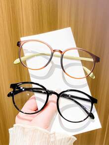 2 Pairs Women's Vintage Round Full Frame Minimalist Plain Lens Glasses, Gentle Youthful Artistic Elegant Versatile Fashion Eyewear, Suitable For Daily Wear, Shopping, Dating, Commuting - Clear - View 2