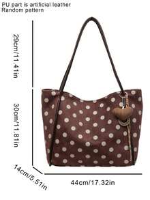 Nicekee Large Capacity Tote Bag With Polka Dot Print And Unique Knot Decoration, Suitable For Stylish Girls, Suitable For Daily Commuting And Travel - Multicolor - View 6