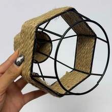 1pc Iron Frame Hemp Rope Woven Lampshade Industrial Bohemian Vintage Pendant Light/Table Lamp/Floor Lamp/Bedroom Lamp Replacement Shell Restaurant B&B Lighting Accessories Halloween/Christmas Home Decor - Semicircle - View 6