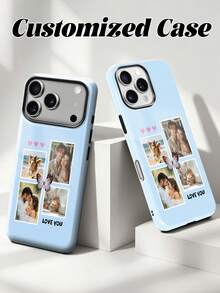 1 buah Casing Ponsel Magnetik, Film Mengkilap 2-in-1 Desain Perlindungan Penuh, Casing Pelindung 3 Foto Hati yang Dapat Disesuaikan dengan Berbagai Warna Dasar, Desain Gaya Kupu-kupu, Kompatibel dengan iPhone 17 Pro Max/Air/17 Pro/17/16/15/14/13/12/11 - MultiWarna - View 2