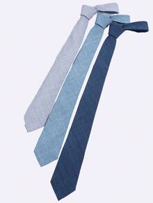 1pc Japanese Style Matte Faux Linen Texture Solid Color Student Business Versatile Shirt Tie Accessory - Multicolor - View 7