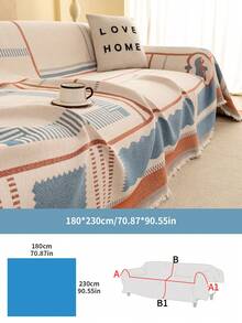 1pc Bohemian Geometric Tassel Sofa Cover Blanket, Anti-Cat Scratch Sofa Slipcover, Multi-Functional Furniture Protector For Sofa, Bed, Living Room Home Decor - Multicolor - View 15