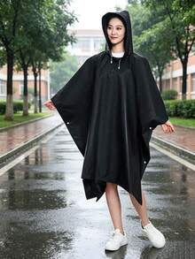 1pc Unisex Hooded Rain Poncho, Waterproof Lightweight Cloak Raincoat, Suitable For Hiking, Camping And Daily Use - Multicolor - View 4