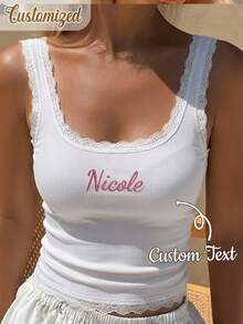 Custom Made Embroidered Lace Vest, Personalized Bridal And Bachelorette Party Top, Modal Engagement Gift, Bridesmaid Christening Gift - Multicolor - View 5