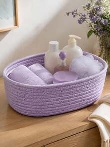 1pc/3pcs Light Luxury Minimalist Style Purple Woven Storage Baskets, Home Organizing Baskets, Multifunctional Classified Storage Baskets. Suitable For Cosmetics, Snacks, Underwear Storage, Bedroom, Living Room, Dressing Table, Entrance Decoration - Mauve Purple - View 6