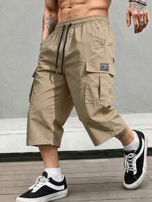 Men's Multi-Pocket Cargo Capri Pants For Summer - Street Style, Summer Outdoor Casual Activities And Streetwear Cargo Capri Pants - Khaki - View 1