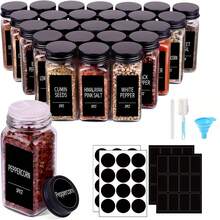 4pcs/8pcs/12pcs/18pcs/24pcs Seasoning Bottle Set, 4oz Square Seasoning Jars, Wooden Lid Jars, Kitchen BBQ Seasoning Bottles, Spice Rack Storage Box, Kitchen Tools, Kitchen Accessories (Sticker Content Needs To Be Filled In Yourself) - Multicolor - View 10