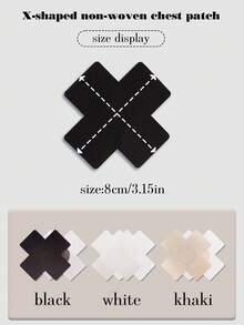 20pcs Black Cross-Shaped Self-Adhesive Satin Disposable Nipple Covers, Suitable For Women, Applicable For Dresses And Camisoles - Black - View 6
