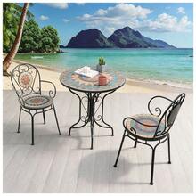 Juego De Mesa De Mosaico Para Patio:Mesa De Exterior Con 2 Sillas Plegables - Negro - Ver 9