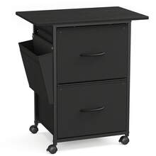 VASAGLE 2-Drawer File Cabinet, Mobile Printer Stand - Black - View 7