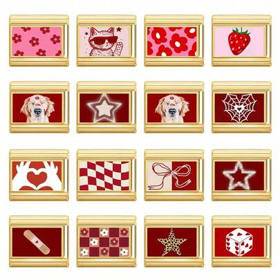 1 pièce/10 pièces Bracelet modulaire italien style photo DIY, avec éléments cœur, cerise, papillon, fleur, convient comme cadeaux de fête pour les amis/couples, parfait pour Noël, Nouvel An, Halloween, Saint-Valentin, design charmant, bijoux en acier inoxydable, local, mode pratique, essentiels de Noël/Halloween, décoration de Noël, guide de tenue de fête, fournitures de cadeaux de Noël, tenue élégante, accessoires d'Halloween, et convient pour toutes les saisons, l'école, les fêtes, la saison de la remise des diplômes