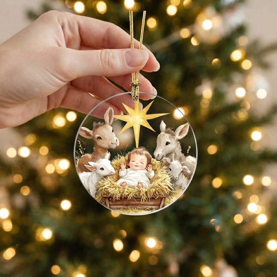 1pc Acrylic Christmas Decoration - Star And Animal Design, No Power Required, Multi-Functional Holiday Hanging Decor, Suitable For Christmas, Halloween, Easter, Thanksgiving, New Year, Home Christmas Decoration - Camel - View 1