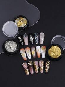 1/3 Box Gold & Silver Steampunk Gear Clock Wheel Metal Rivet Decor, Vintage Mechanical Nail Art Decoration Accessories, Suitable For DIY Nail Art, Jewelry Decoration And Nail Design - Multicolor - View 8