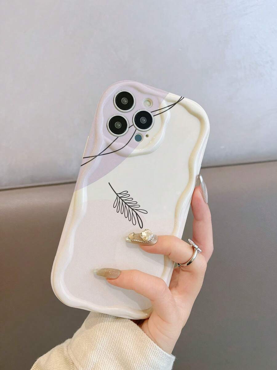 1pc TPU Leaf Color Block Camera Protection Anti-Drop Phone Case, Minimalist Cute Style, Compatible With IPhone 11/12/13/13 Pro Max/14 Pro Max/15/15 Pro/15 Plus/15 Pro Max/16 Pro Max/17/17 Pro/17 Pro Max/18/18 Pro/18 Pro Max And Series