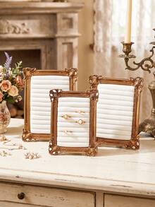 1PC European Carved Frame Style Jewelry Display Stand (Jewelry Not Included), French Luxury Earring & Necklace Display Rack, Vertical Desktop Jewelry Storage Ornament, Baroque Accessory Storage Rack, Ins Style Home Vanity Jewelry Storage Frame, Suitable For Studs, Earrings, Necklaces, Pendants Storage & Display, Birthday, Housewarming, Holiday Gift, Photography Prop - Gold - View 6