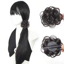 1pc,Synthetic Rose Flower Braided Hair Bun, Clip‑In Floral Chignon Hair Piece, Decorative Updo Hair Accessory - Multicolor - View 2