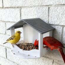 1pc House-Shaped Bird Feeder, Bird Seed Tray, Waterproof Tile Roof & Easy Refill Design, Outdoor Garden Decor, Suitable For Garden, Yard And Backyard Bird Watching, Ideal Gift For Bird Lovers - Multi-color - View 5