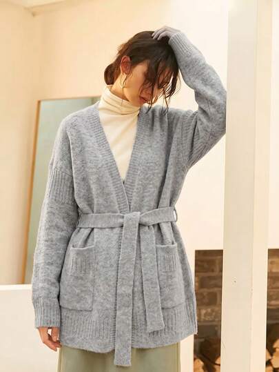 Knit Mix Elegante Damen Strick-Cardigan für Herbst/Winter, minimalistisch lässig, für den Alltag und Zuhause, Basic-Oberbekleidung