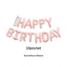 13pcs/Set Assorted Styles Happy Birthday Balloon Set, Suitable For Birthday Party, Holiday Decoration, Leopard Print Theme Birthday, Girls Birthday Party, First Birthday Celebration, Atmospheric Birthday Backdrop Decoration, Best Friend Celebration Party Scene Decoration, Photo Prop Background - Multicolor - View 16
