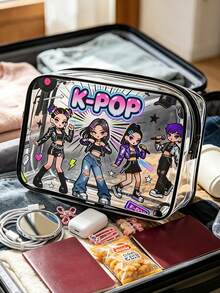 髮飾 PVC 化妝包套組，旅行收納包－女孩輕量化妝包，便攜式化妝包，大容量適用於郵輪旅行、返校季 - 彩色 - 查看 7