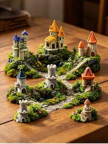 1/5pcs Miniature Castle Building Resin Ornament, European Vintage Multi-Style Mini Tower Model, Fairy Garden Micro Landscape, Desktop Micro Landscape Gardening Decoration, Handmade DIY Scene Arrangement Accessory, Home Desktop Creative Decor, Scene Prop Fairy Tale Garden, Miniature Model, Halloween Christmas Decoration - Mini Castle - View 2