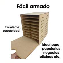Exhibidor Organizador De Hojas Carta Mdf 10 Compartimentos - Natural - Ver 5