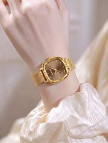 REBIRTH 1pc Women's Vintage Luxury Minimalist Fashion Casual Artistic Personalized Watch Suitable For Daily Wear - Coffee Brown - View 7