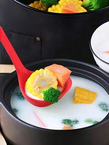1 buah Sendok Sup Silikon Tahan Panas, Peralatan Dapur Anti Lengket, Desain Ergonomis Gagang Panjang, Sendok Sup Multifungsi, Cocok untuk Memasak dan Menyajikan Sup, Semur, Saus Cabai, Kuah Daging, Saus, Aman untuk Mesin Pencuci Piring - View 2