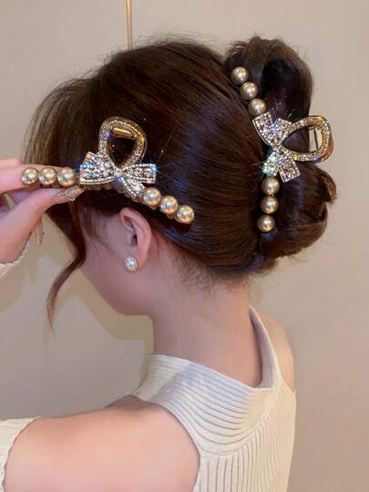 1pc Premium Women's Hair Clip, New Large Size Luxury Elegant Hair Claw, Hairband Accessory, Bowknot Ornament