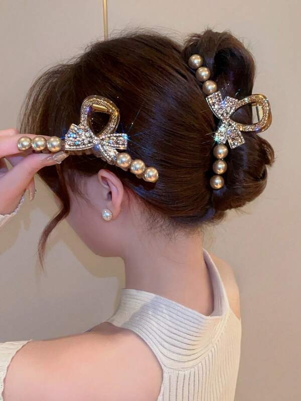 1pc Premium Women's Hair Clip, New Large Size Luxury Elegant Hair Claw, Hairband Accessory, Bowknot Ornament