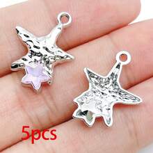 5/20pcs Silvery Plated Purple Rhinestone Charms Dolphin Shell Star Heart Butterfly Owl Pendant For DIY Necklace Earring Jewelry Making Findings - Mauve Purple - View 11