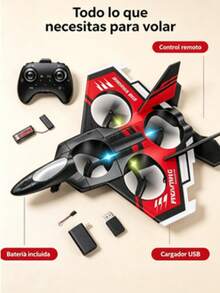 Avión de espuma de control remoto de 4 ejes con giroscopio, juguete volador recargable, disponible en rojo y verde, batería incluida, ideal para regalo infantil - Multicolor - Ver 11