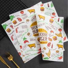 50/100 tờ giấy gói thực phẩm hamburger sandwich, giấy chống thấm dầu cho bánh cuộn hamburger, giấy gói, giấy lót chống thấm dầu cho bánh ngọt và bánh mì, giấy nướng không dính cho nhà bếp và dịch vụ ăn uống, đồ dùng thiết yếu cho nhà bếp và nhà hàng - Nhiều màu - Xem 7