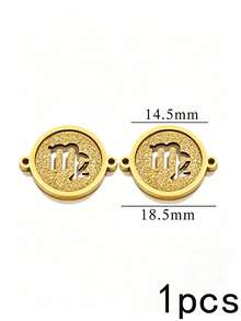 1/5pcs Zodiac Connector Pendant, 18K Gold Plated 304 Stainless Steel Double Hole Zodiac Pendant, Non-Fading DIY Jewelry Accessories - Zodiac Connector Ring - View 26